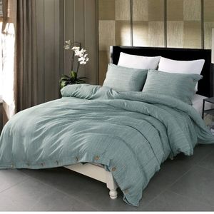 Jellymoni green duvet cover set butten bedding.